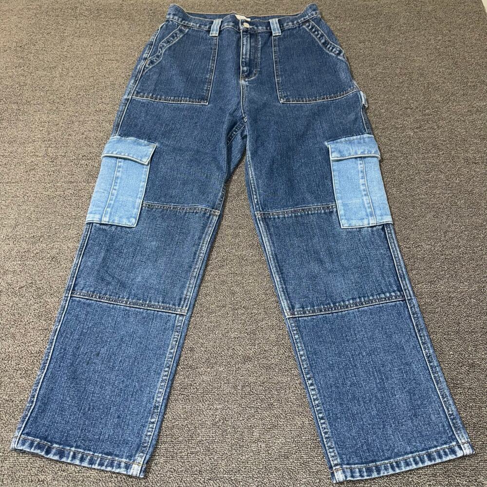 PacSun Cargo Utility Blue Two Toned Carpenter Straight Leg Jeans Women's Size 29